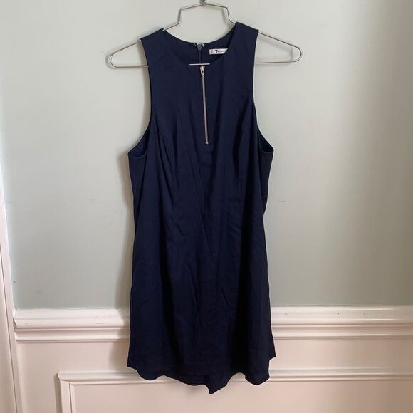 T by Alexander Wang Navy Blue Silk Twill Romper - Picture 3 of 6
